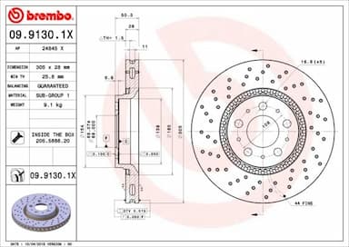 Bremžu diski BREMBO 09.9130.1X 1