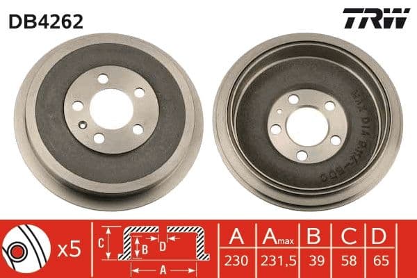 Bremžu trumulis TRW DB4262 1