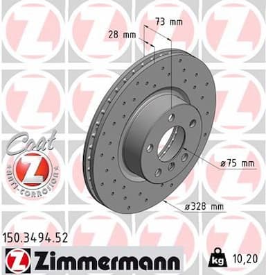 Bremžu diski ZIMMERMANN 150.3494.52 1