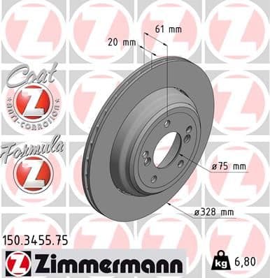 Bremžu diski ZIMMERMANN 150.3455.75 1