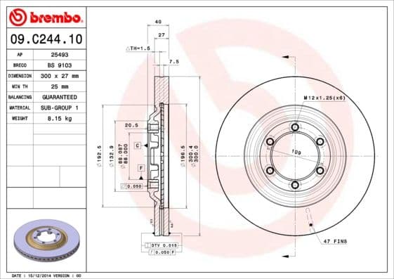 Bremžu diski BREMBO 09.C244.10 1