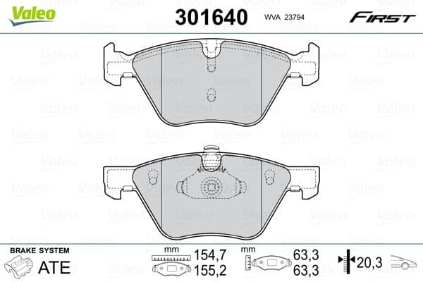 Bremžu uzliku kompl., Disku bremzes VALEO 301640 1