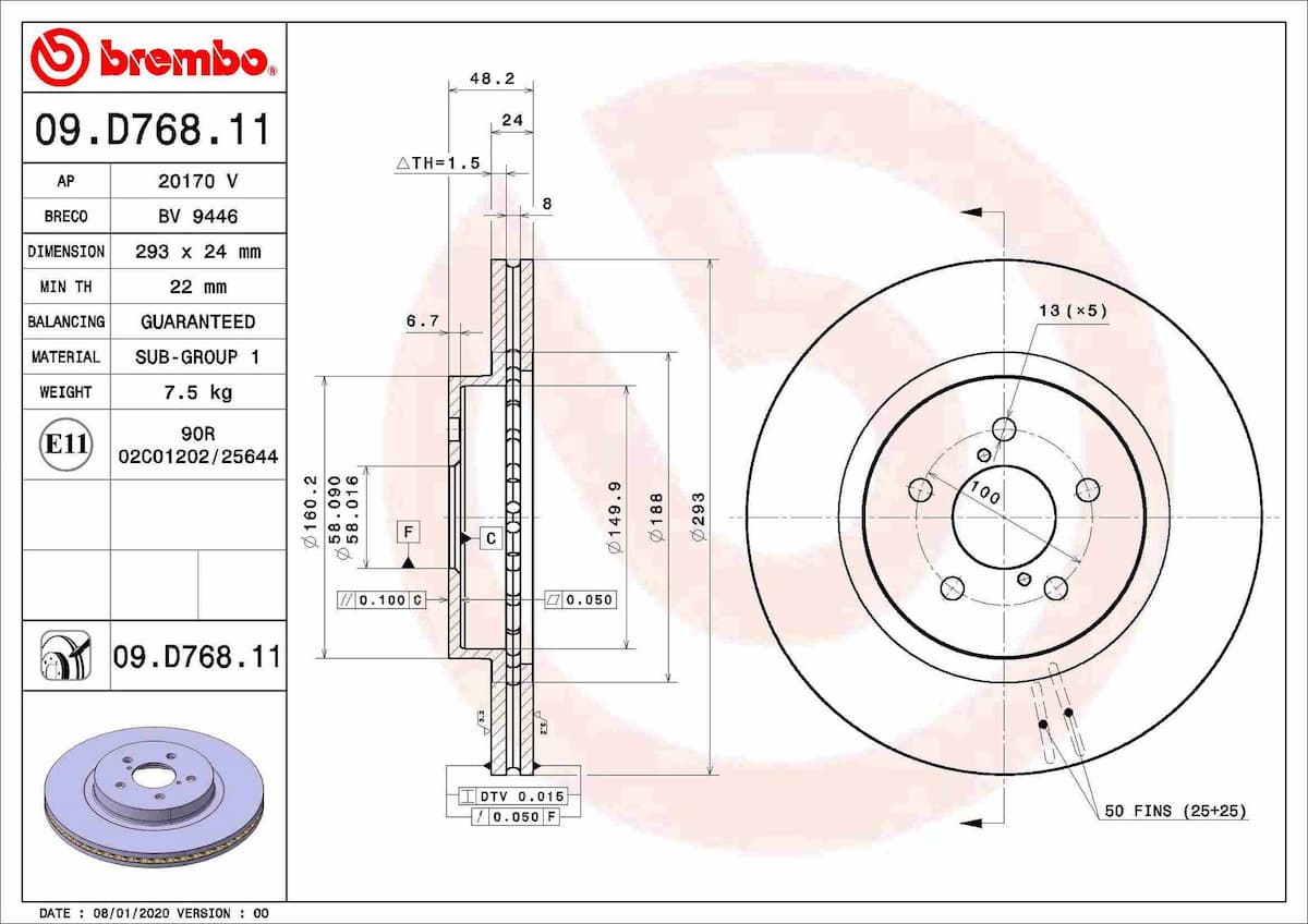 Bremžu diski BREMBO 09.D768.11 1