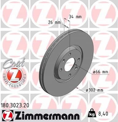 Bremžu diski ZIMMERMANN 180.3023.20 1