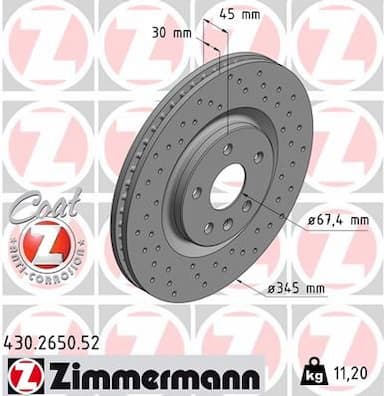 Bremžu diski ZIMMERMANN 430.2650.52 1