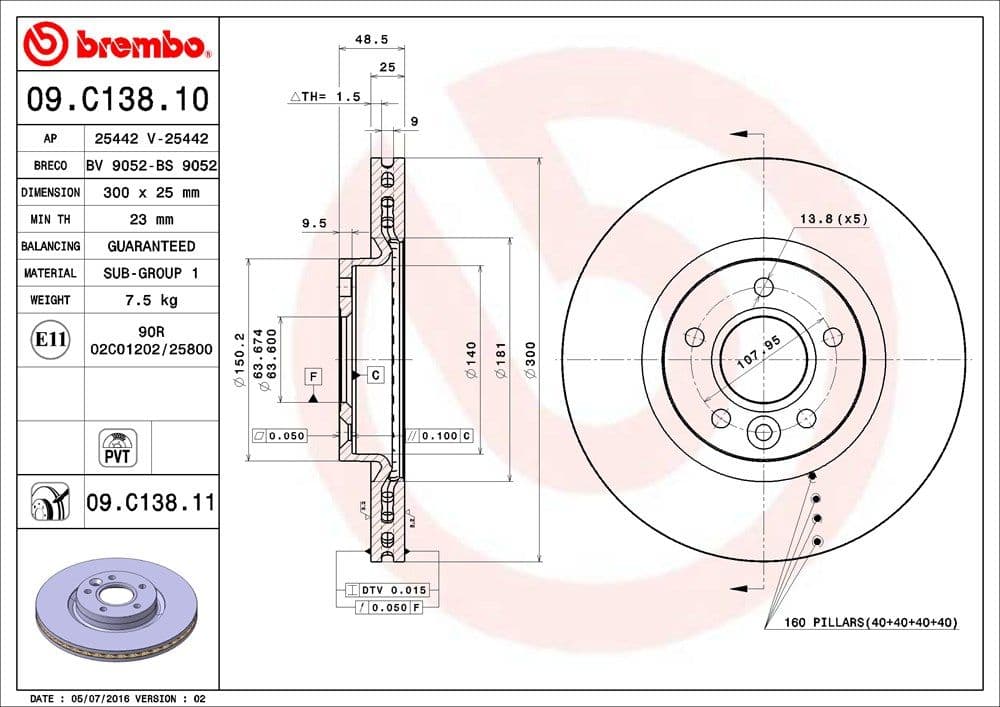 Bremžu diski BREMBO 09.C138.11 1