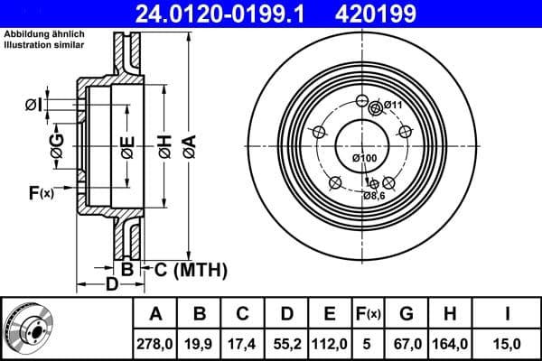 Bremžu diski ATE 24.0120-0199.1 1