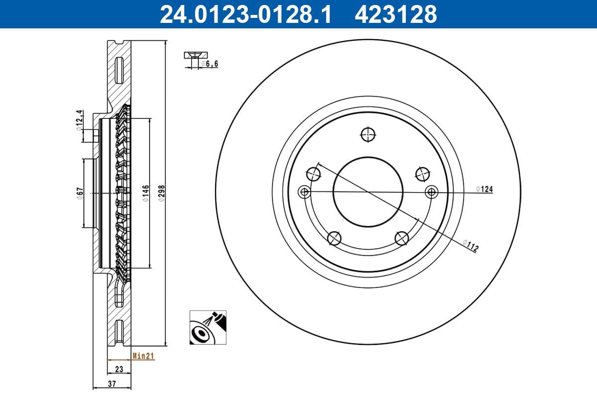 Bremžu diski ATE 24.0123-0128.1 1