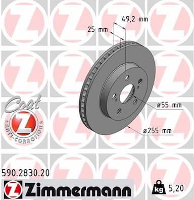 Bremžu diski ZIMMERMANN 590.2830.20 1