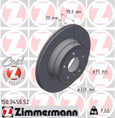 Bremžu diski ZIMMERMANN 150.3450.52 1