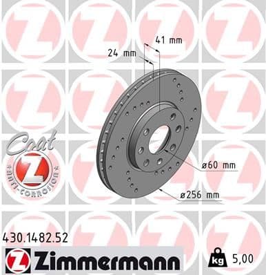 Bremžu diski ZIMMERMANN 430.1482.52 1