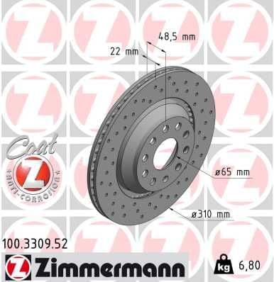 Bremžu diski ZIMMERMANN 100.3309.52 1