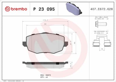 Bremžu uzliku kompl., Disku bremzes BREMBO P 23 095 1