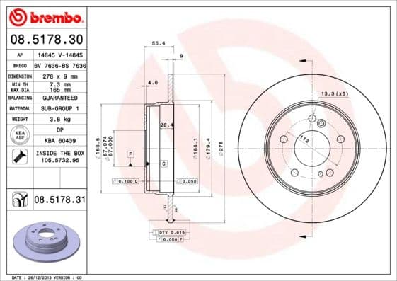 Bremžu diski BREMBO 08.5178.31 1