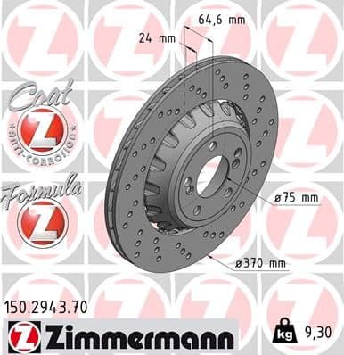 Bremžu diski ZIMMERMANN 150.2943.70 1