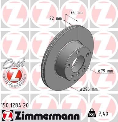 Bremžu diski ZIMMERMANN 150.1284.20 1