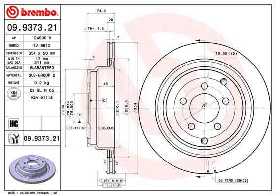 Bremžu diski BREMBO 09.9373.21 1