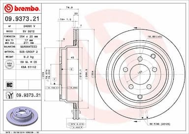 Bremžu diski BREMBO 09.9373.21 1