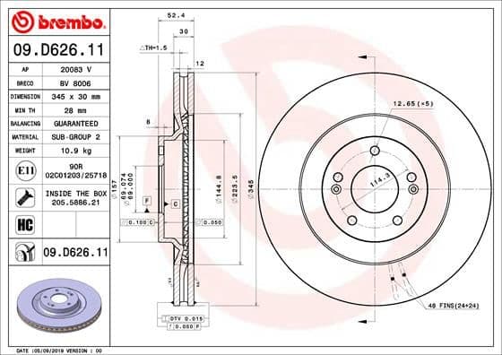 Bremžu diski BREMBO 09.D626.11 1