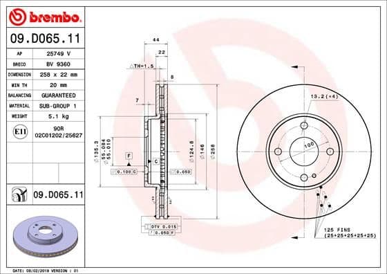 Bremžu diski BREMBO 09.D065.11 1