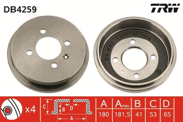 Bremžu trumulis TRW DB4259 1