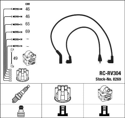 Augstsprieguma vadu komplekts NGK 8269 1