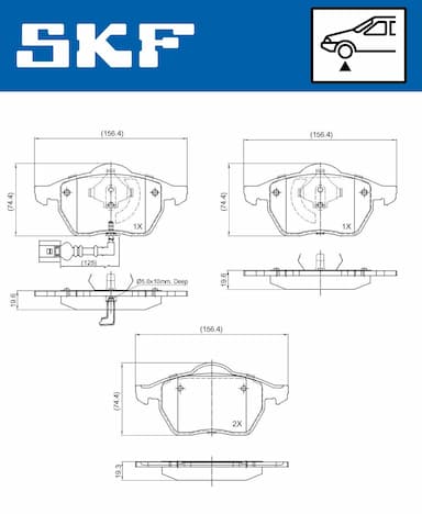 Bremžu uzliku kompl., Disku bremzes SKF VKBP 80270 E 2