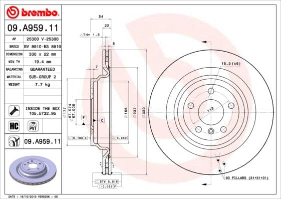 Bremžu diski BREMBO 09.A959.11 1