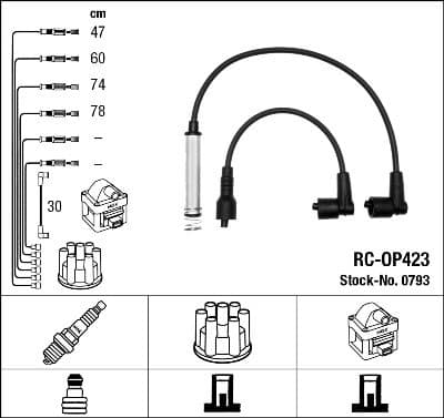 Augstsprieguma vadu komplekts NGK 0793 1