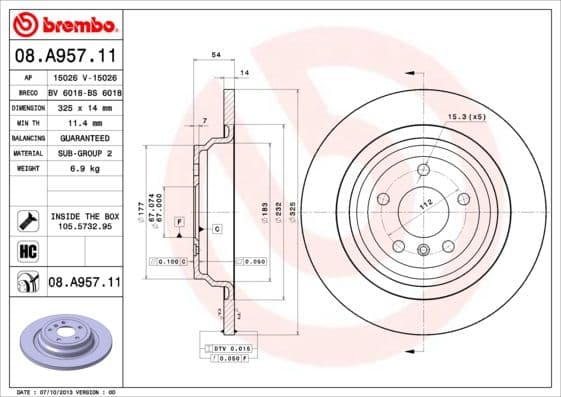 Bremžu diski BREMBO 08.A957.11 1