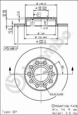 Bremžu diski BREMBO 08.9136.11 1