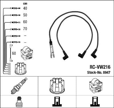 Augstsprieguma vadu komplekts NGK 0947 1