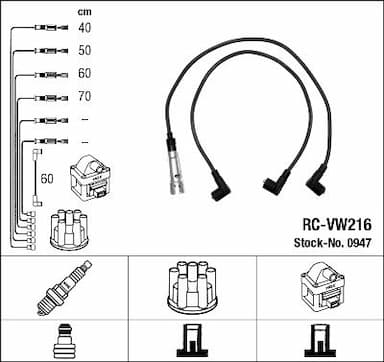 Augstsprieguma vadu komplekts NGK 0947 1