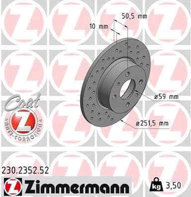 Bremžu diski ZIMMERMANN 230.2352.52 1