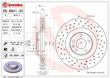 Bremžu diski BREMBO 09.8841.3X 1