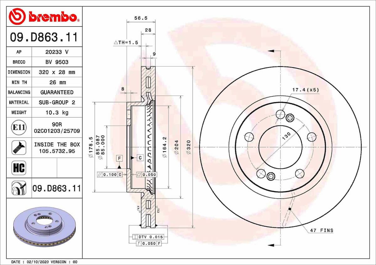 Bremžu diski BREMBO 09.D863.11 1