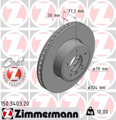 Bremžu diski ZIMMERMANN 150.3403.20 1