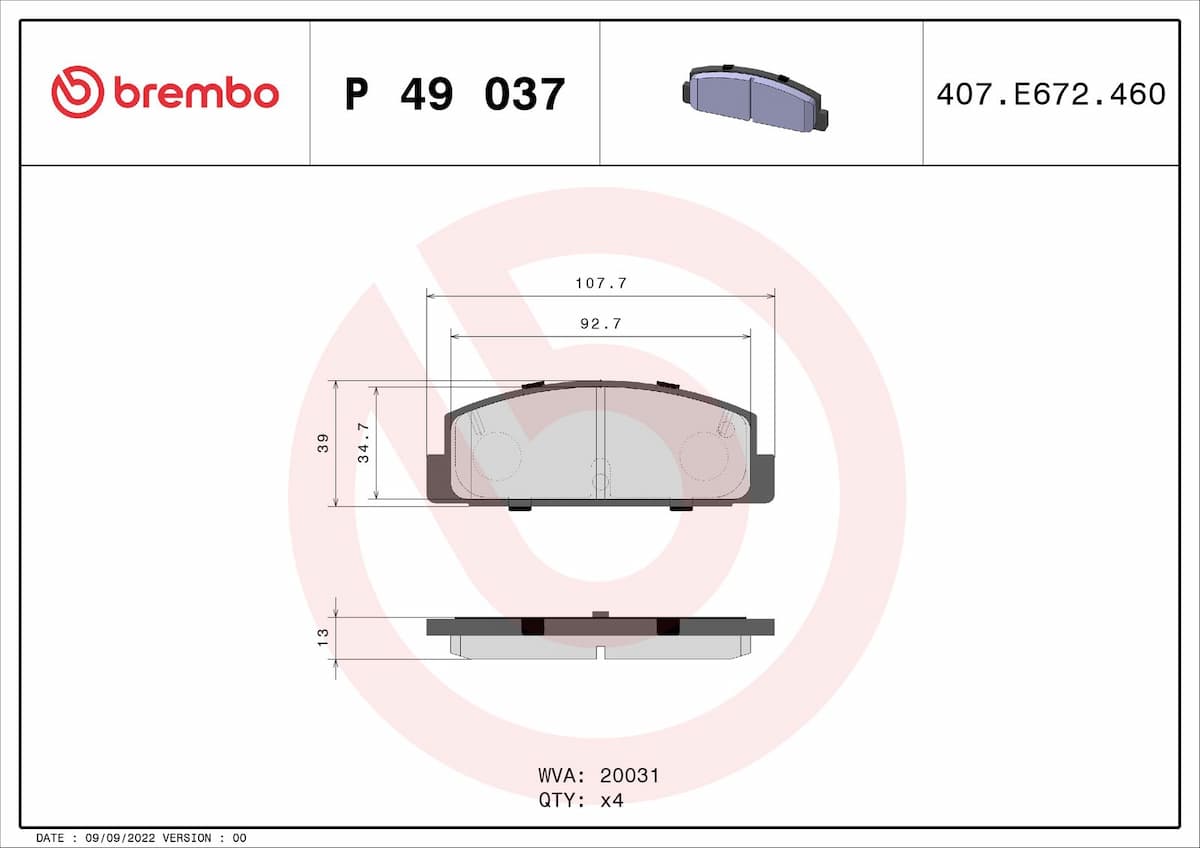 Bremžu uzliku kompl., Disku bremzes BREMBO P 49 037 1