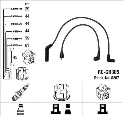 Augstsprieguma vadu komplekts NGK 8287 1