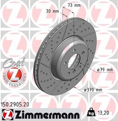 Bremžu diski ZIMMERMANN 150.2905.20 1