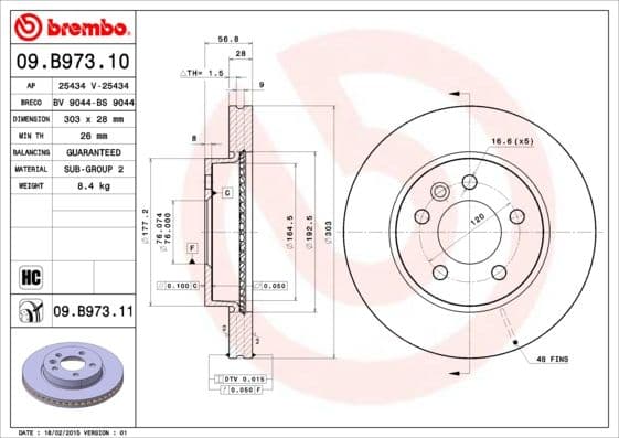 Bremžu diski BREMBO 09.B973.11 1