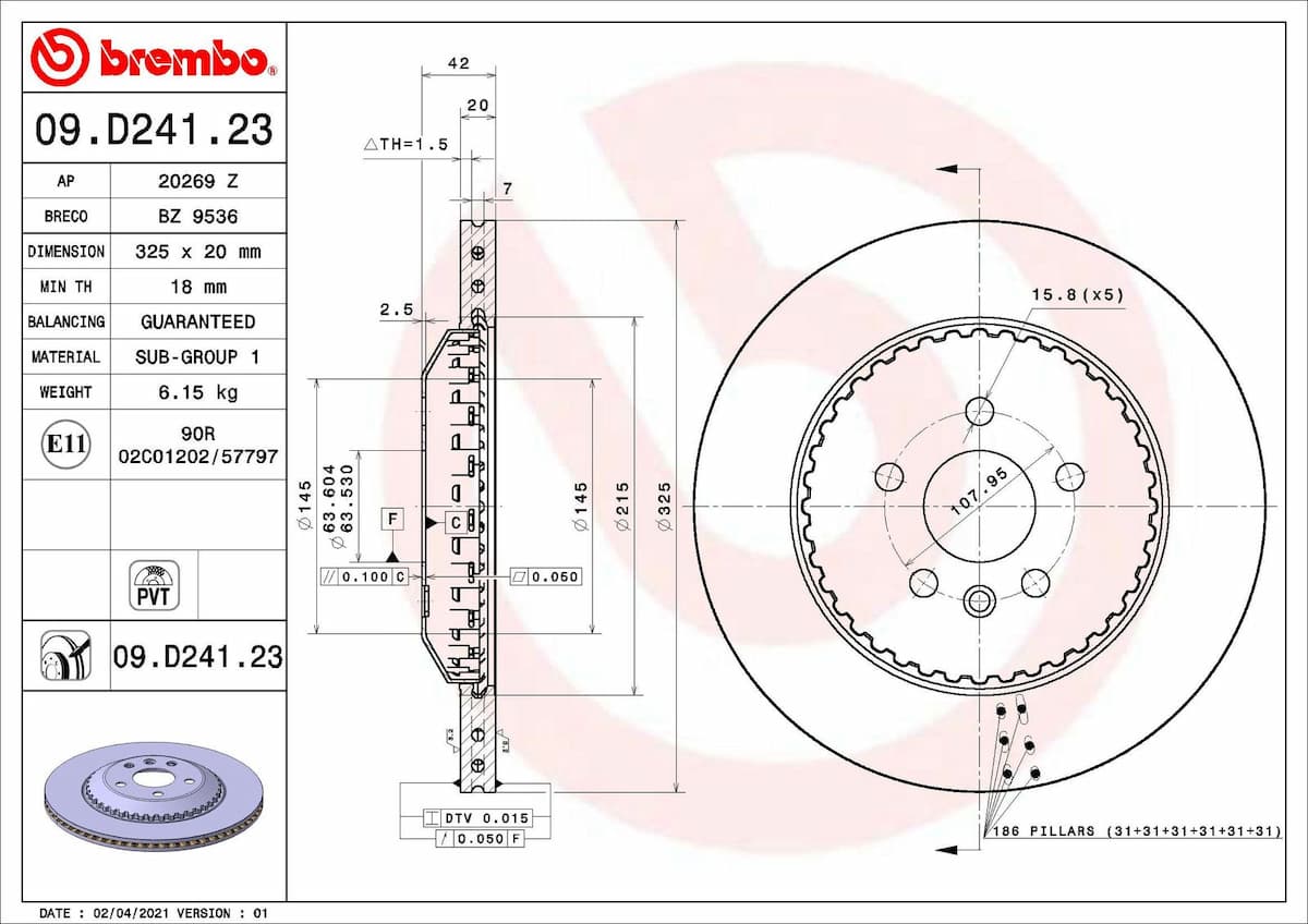 Bremžu diski BREMBO 09.D241.23 1