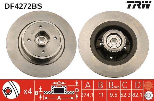 Bremžu diski TRW DF4272BS 1