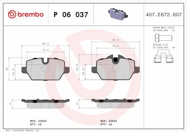 Bremžu uzliku kompl., Disku bremzes BREMBO P 06 037 1