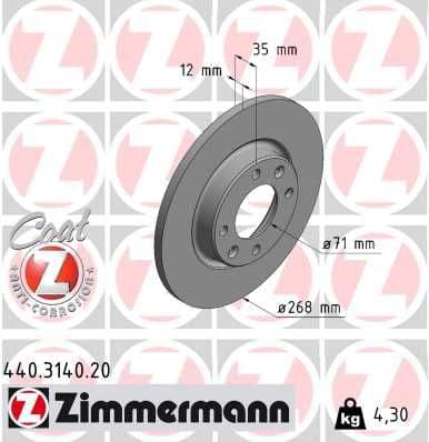 Bremžu diski ZIMMERMANN 440.3140.20 1