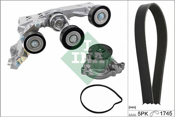 Ūdenssūknis + ķīļrievu siksnas komplekts Schaeffler INA 529 0148 30 1