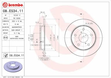 Bremžu diski BREMBO 08.E534.11 1