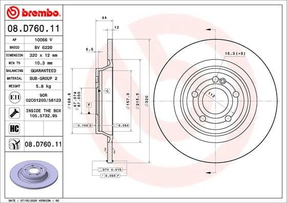 Bremžu diski BREMBO 08.D760.11 1