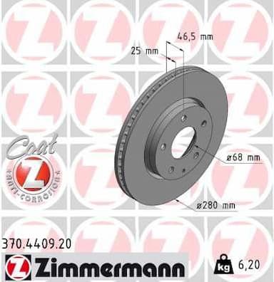 Bremžu diski ZIMMERMANN 370.4409.20 1