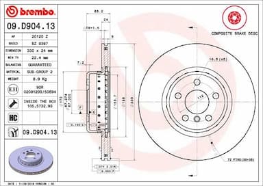 Bremžu diski BREMBO 09.D904.13 1